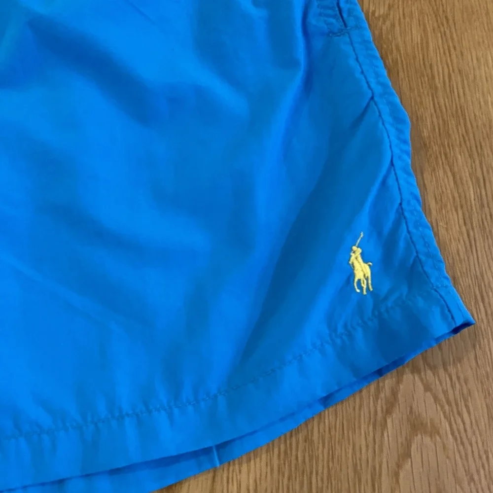 Polo Ralph Lauren VTG Traveler Solid Lined Swim Trunks Blue Beach SM